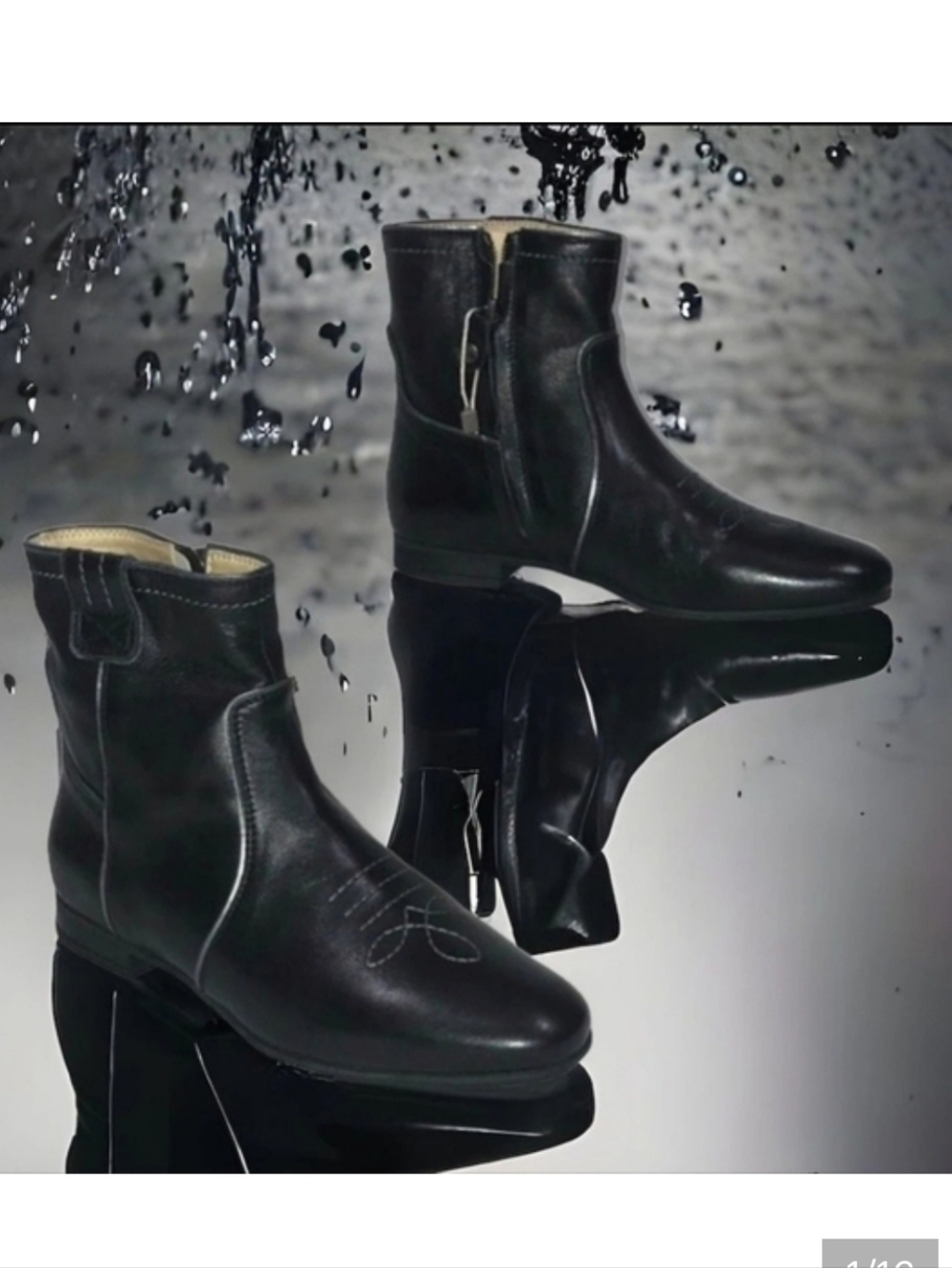 GEOX Respira Waterproof Black Leather Ankle Boots Silver Trim Sz 7 (37.5 EU)